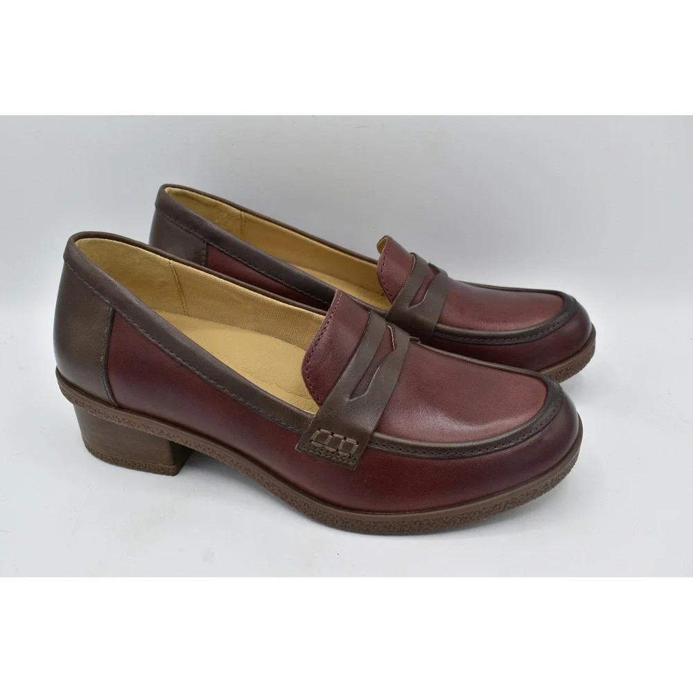 Dansko EU 39 Danica Burnished Plum Chocolate Leather Waterproof Loafers Shoes